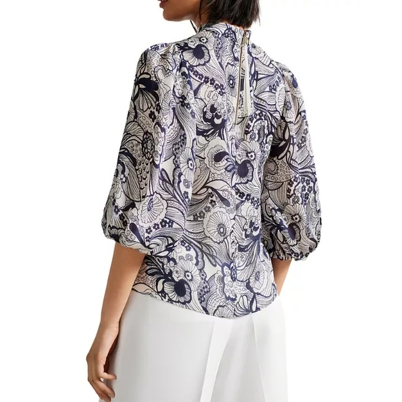 Ted Baker Johsiie Stand Collar Balloon Sleeve Top - Picture 7 of 15